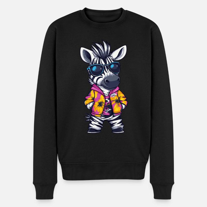 Zebra Comic Funny Summer - Men's Premium Organic Jumper - black