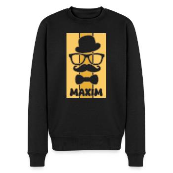First name Maxim - Men's Premium Organic Jumper - black - Front - Nico (187cm)
