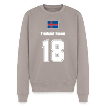 Island Trikot Nr.18 - Männer Premium Bio Pullover - Taupe - Vorne - Nico (187cm)