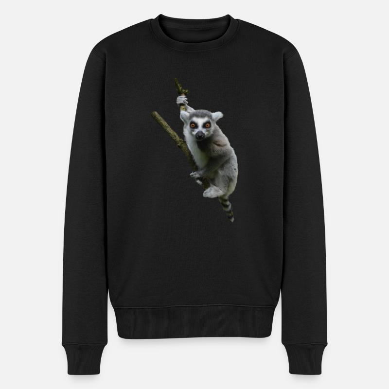 Lemur Katta Madagaskar - Männer Premium Bio Pullover - Schwarz