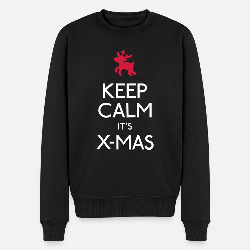 Keep Calm X-mas - Männer Premium Bio Pullover - Schwarz