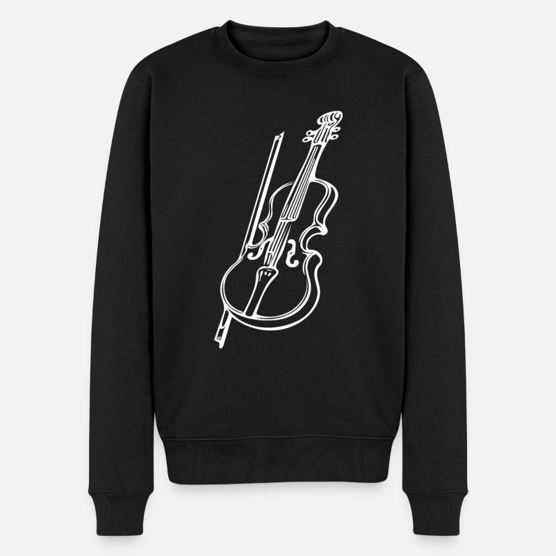 Antike Geige mit Geigenbogen - Männer Premium Bio Pullover - Schwarz