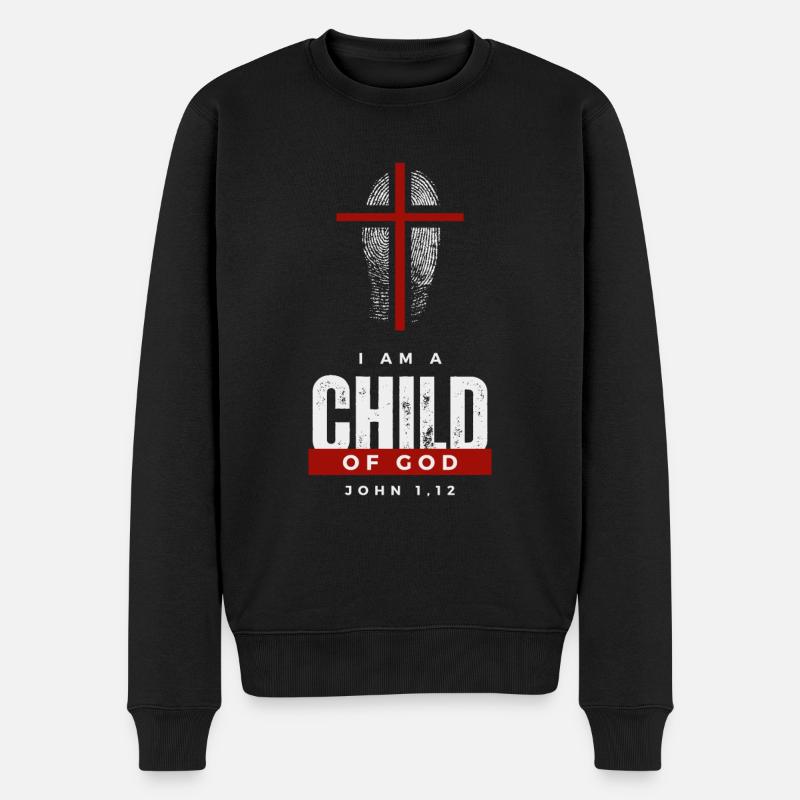 Croix de l’Enfant de Dieu rouge - Pull Premium bio Homme - noir