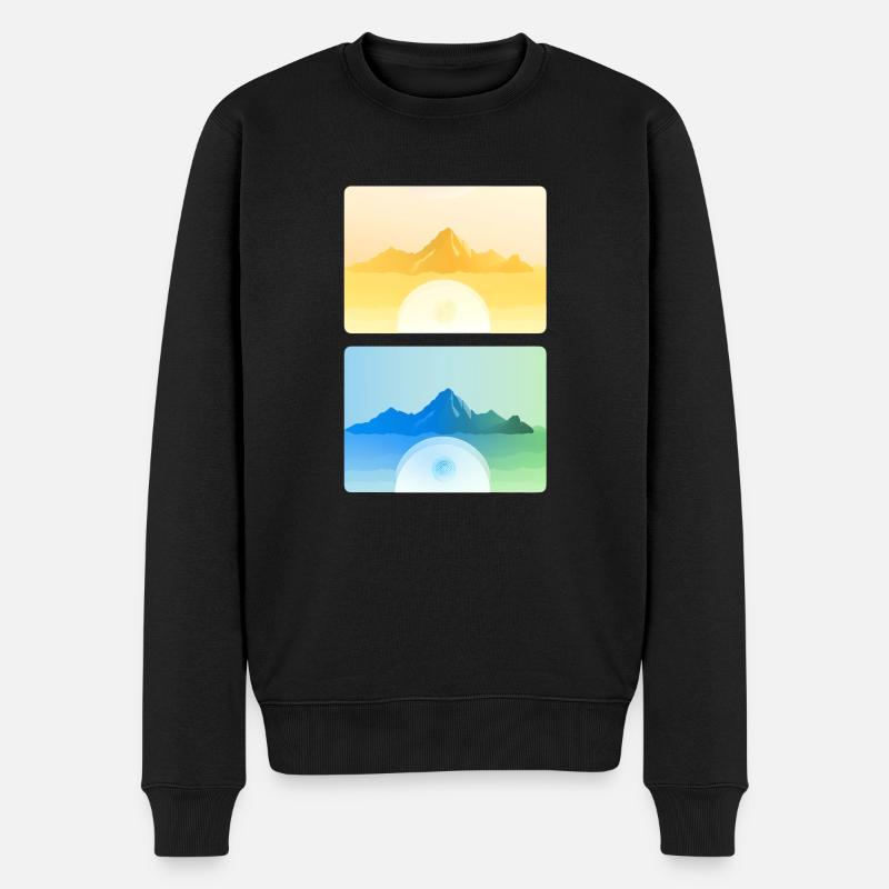 Gebirgslandschaft Geometrische Kunst - Männer Premium Bio Pullover - Schwarz