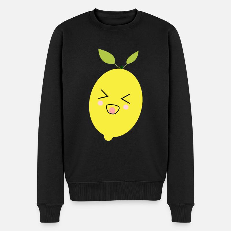 Kawaii Zitrone Kawaii Früchte Kawaii Kinder Design - Männer Premium Bio Pullover - Schwarz