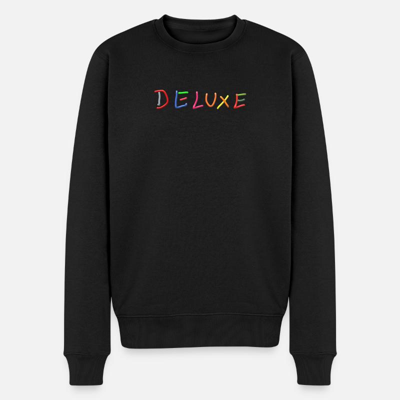 Deluxe Regenbogen Schriftzug - Männer Premium Bio Pullover - Schwarz