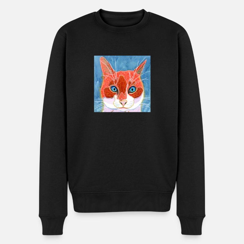 Katze - Männer Premium Bio Pullover - Schwarz