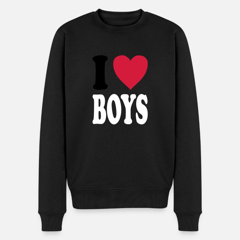 I love BOYS - Männer Premium Bio Pullover - Schwarz