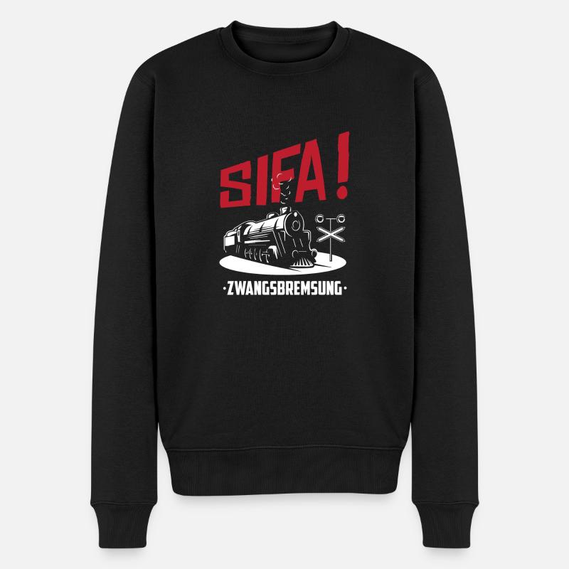 Eisenbahner Zugführer Eisenbahn Zwangsbremsung - Männer Premium Bio Pullover - Schwarz