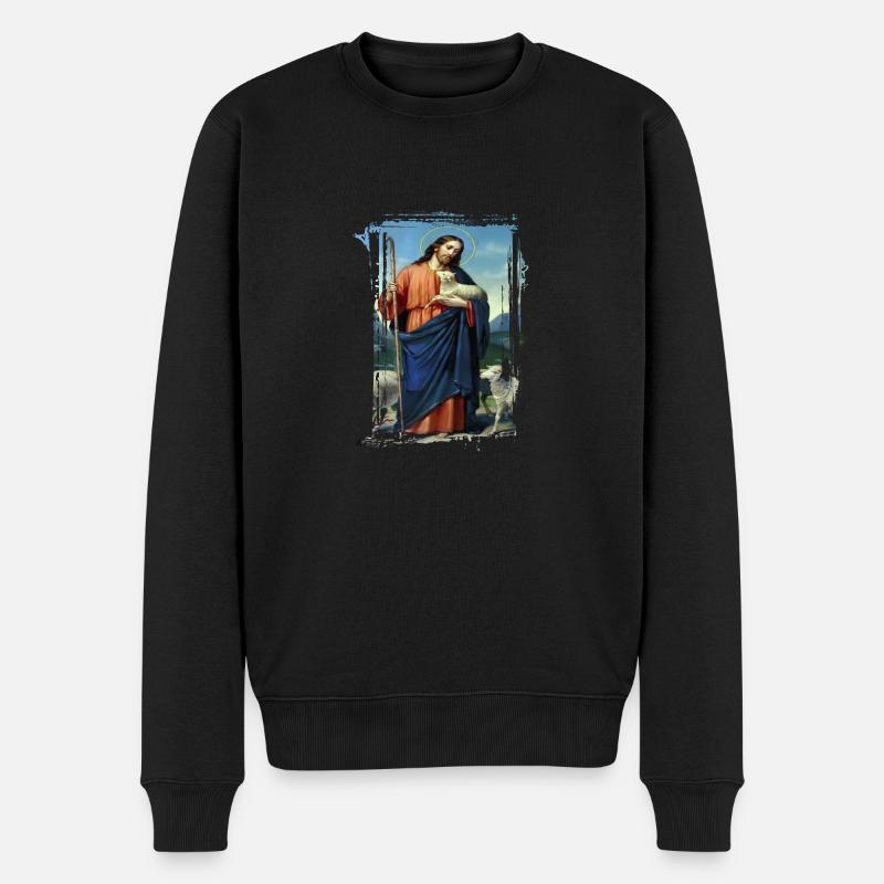 Jesus-Heilige Maria Religion - Männer Premium Bio Pullover - Schwarz