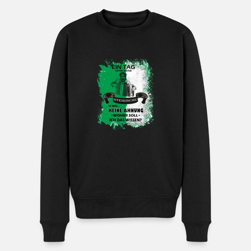 Steiermark Spruch Steirische Harmonika - Männer Premium Bio Pullover - Schwarz