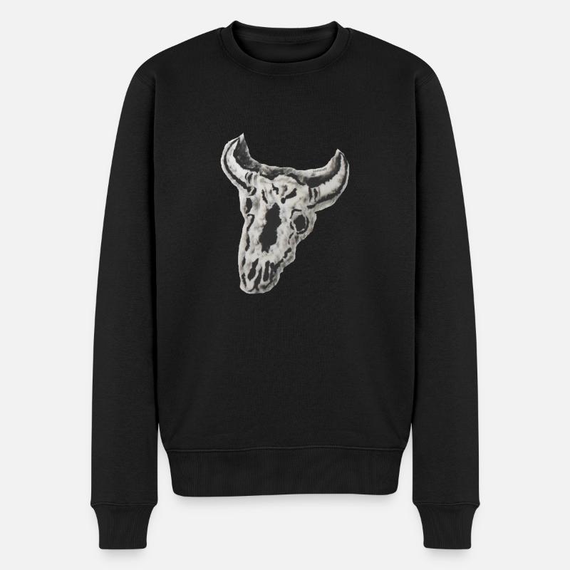 TOMZOFF Bull Skull - Männer Premium Bio Pullover - Schwarz