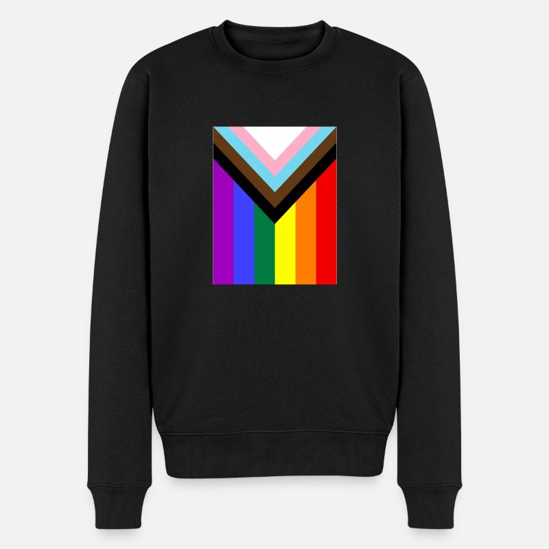 Drapeau de la fierté arc-en-ciel - Pull Premium bio Homme - noir