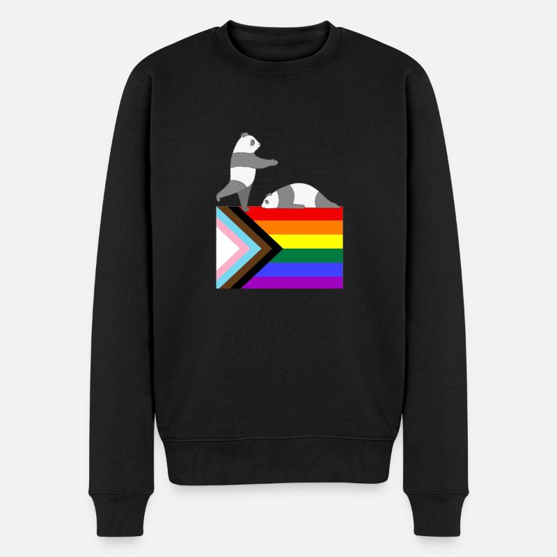 Schwuler Panda - Männer Premium Bio Pullover - Schwarz