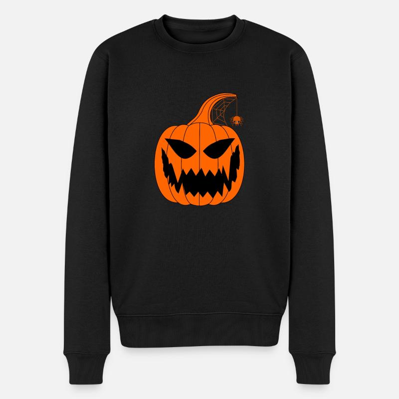 Citrouille d’Halloween avec araignée - Pull Premium bio Homme - noir
