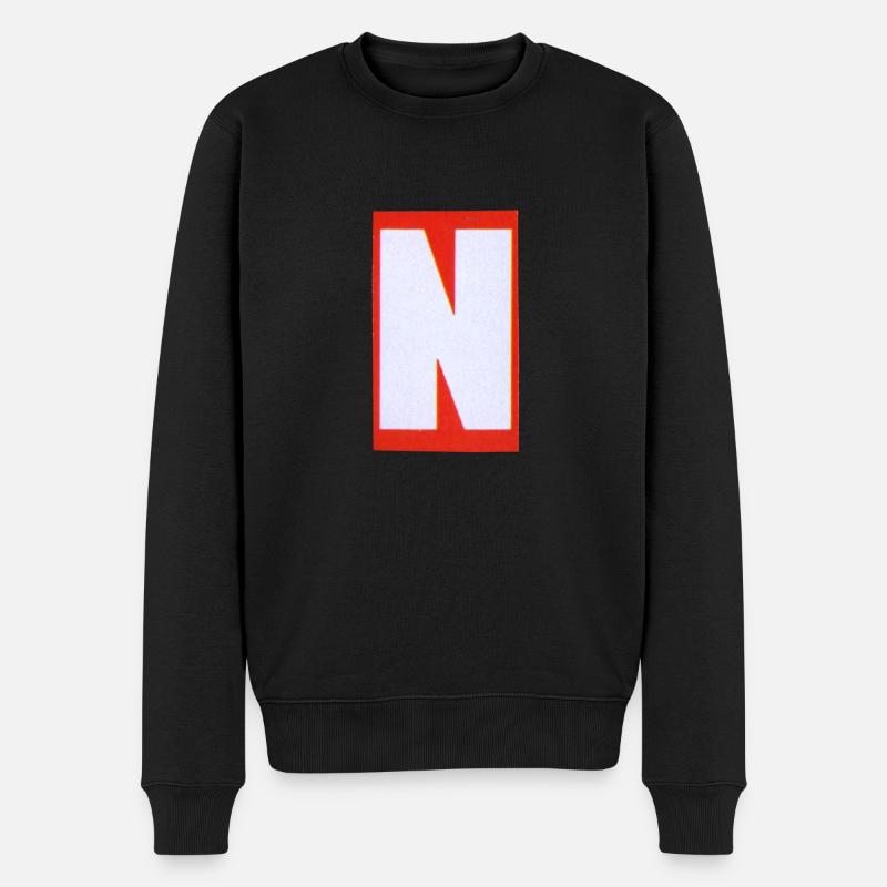 Buchstabe N - Männer Premium Bio Pullover - Schwarz