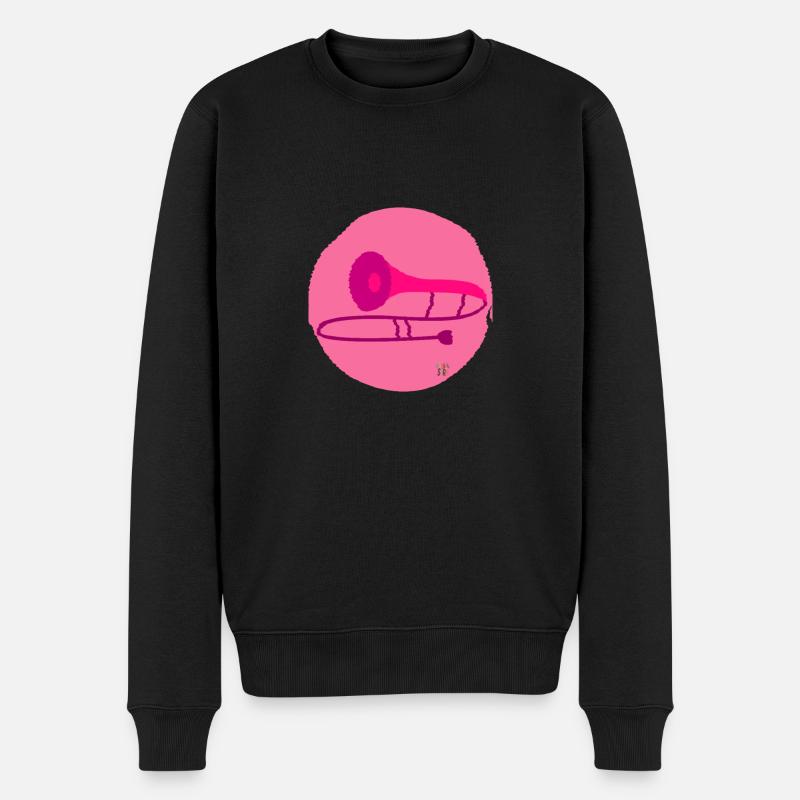 Pink Posaune - Männer Premium Bio Pullover - Schwarz
