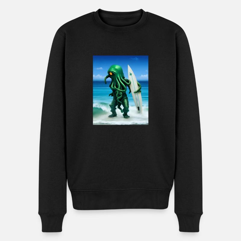 Surfing Octopus - Männer Premium Bio Pullover - Schwarz