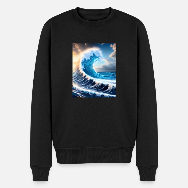 Big Wave #001 - Männer Premium Bio Pullover - Schwarz