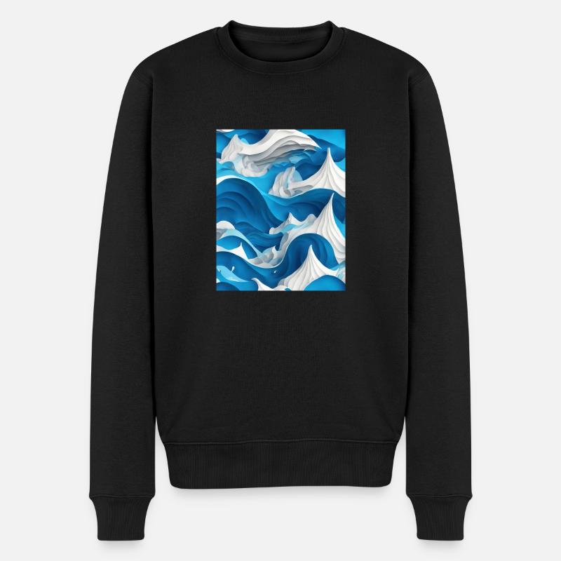 Papier 3D Ocean Waves - Pull Premium bio Homme - noir