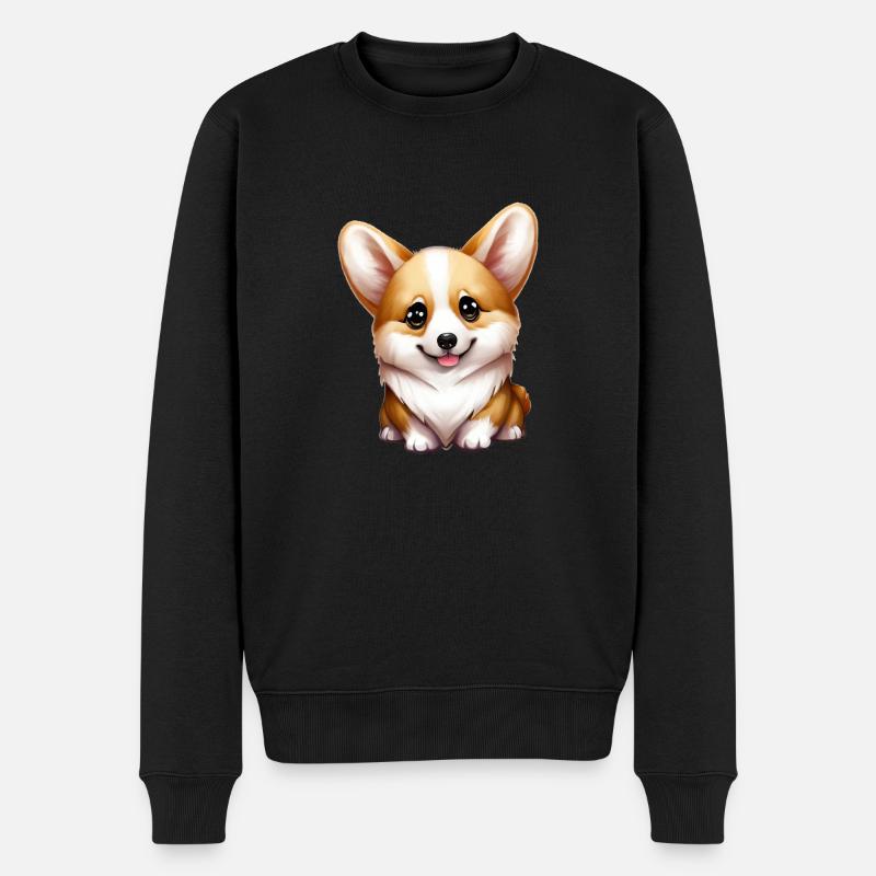 corgi - Männer Premium Bio Pullover - Schwarz