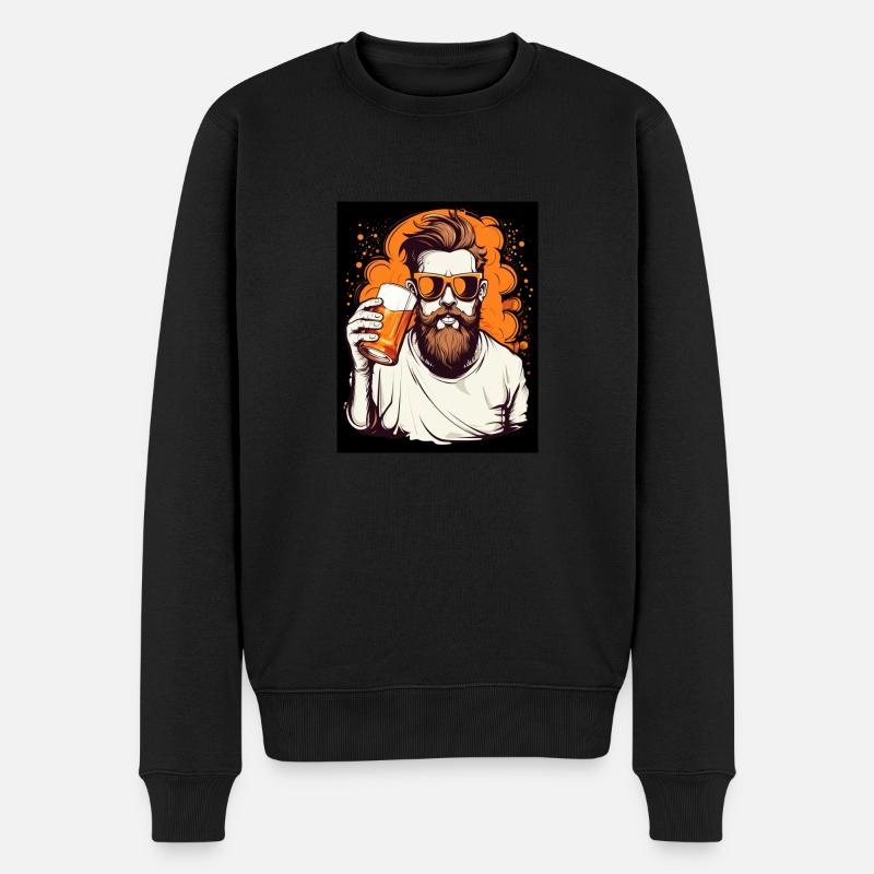 Bierliebhaber mit Bart - Männer Premium Bio Pullover - Schwarz