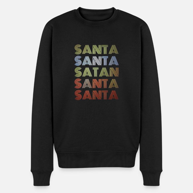 Retro-Weihnachtsmann - Männer Premium Bio Pullover - Schwarz