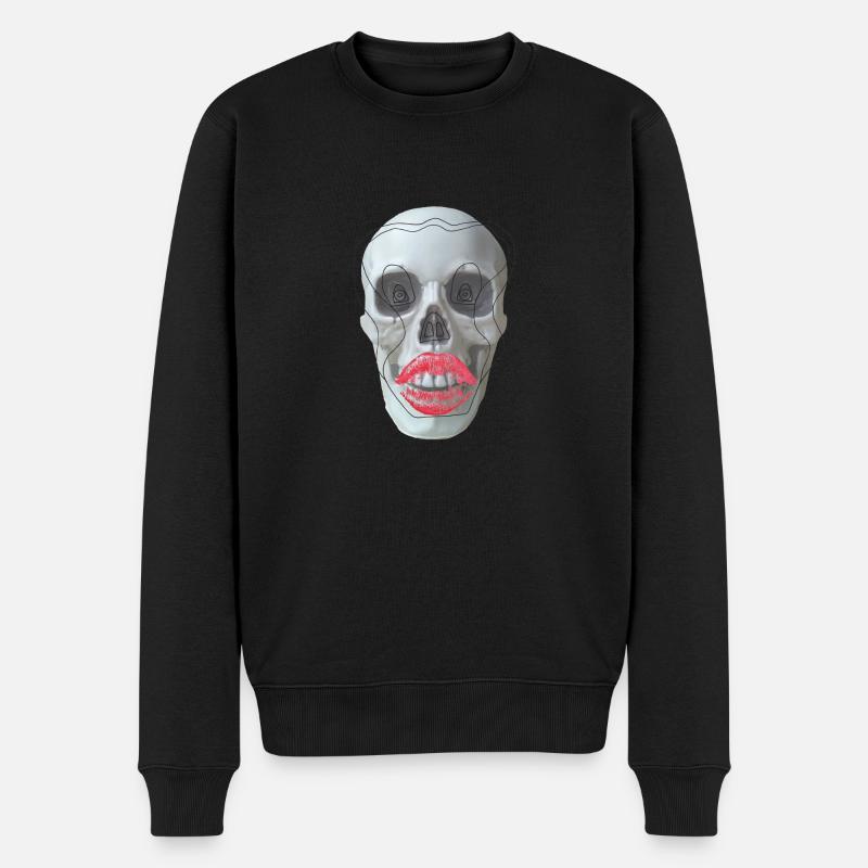 Crâne aux lèvres rouges - Pull Premium bio Homme - noir