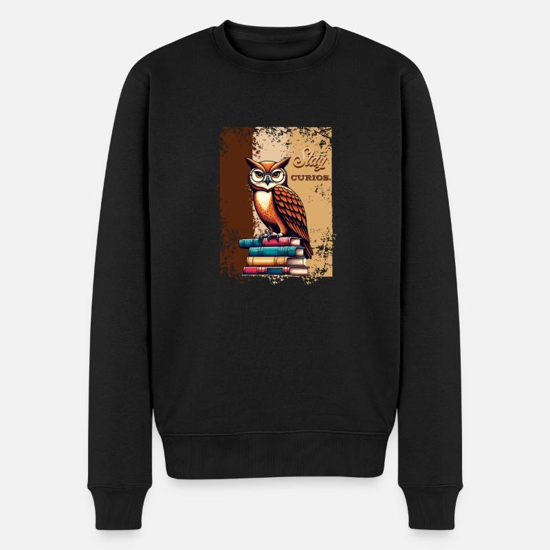 STAY CURIOUS - Männer Premium Bio Pullover - Schwarz