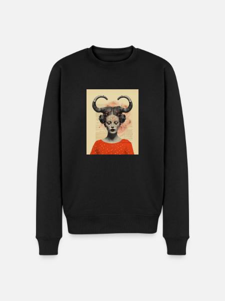 Steinbock Collage Kunst Astrologie - Männer Premium Bio Pullover - Schwarz