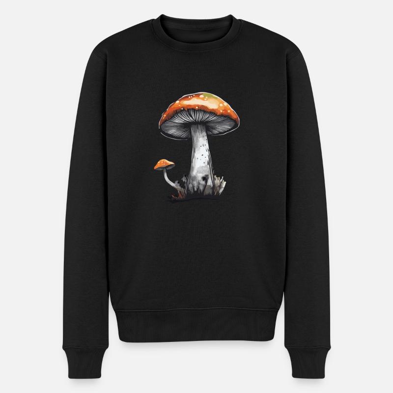 Pilz Steinpilz Champignon Natur Herbst Pfifferling - Männer Premium Bio Pullover - Schwarz