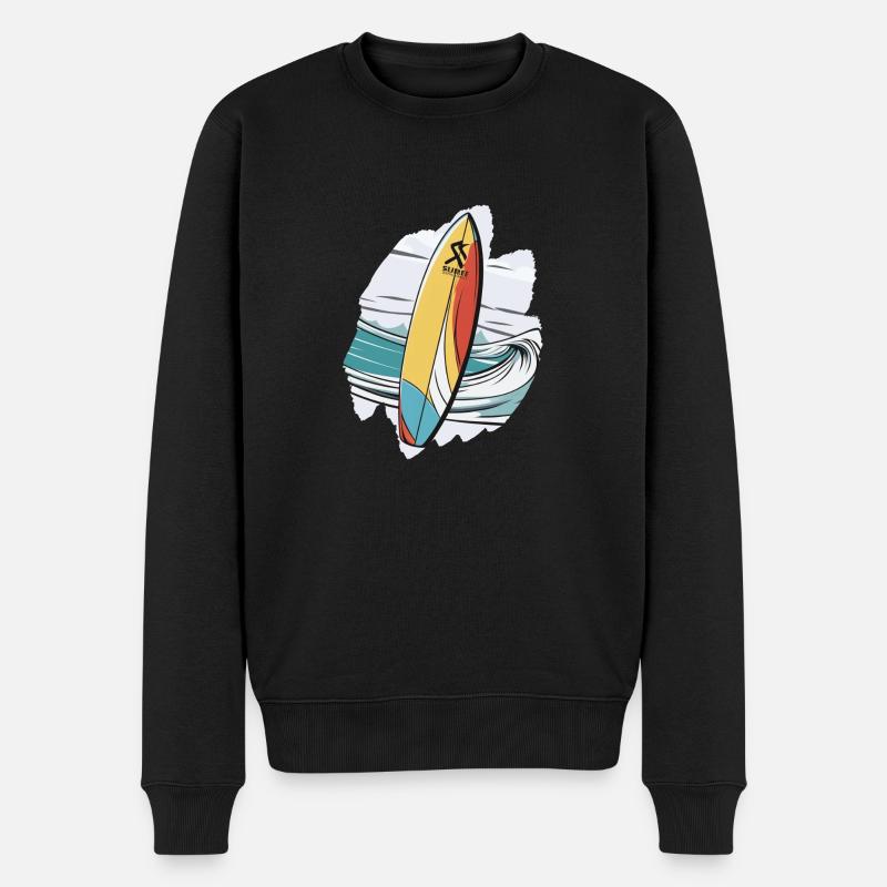 Surfbrett Supboard SUP tropisch Meer Palme Strand - Männer Premium Bio Pullover - Schwarz