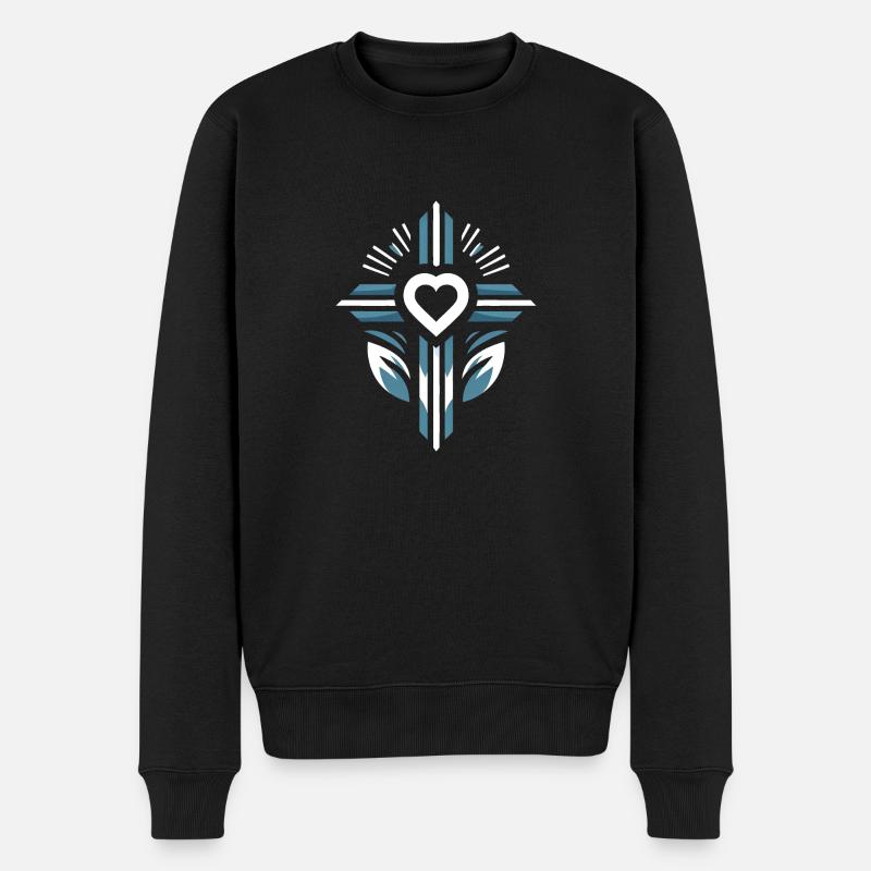 Croix avec coeur - Pull Premium bio Homme - noir
