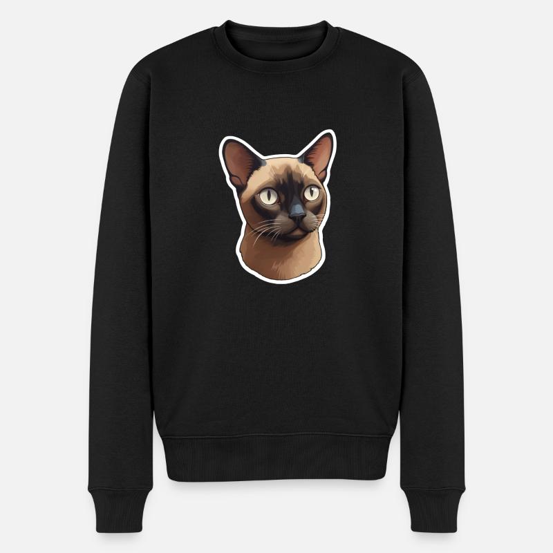 Burma-Katzenkopf - Männer Premium Bio Pullover - Schwarz