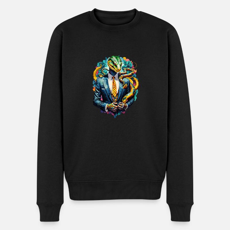 Schlange im Anzug - Männer Premium Bio Pullover - Schwarz