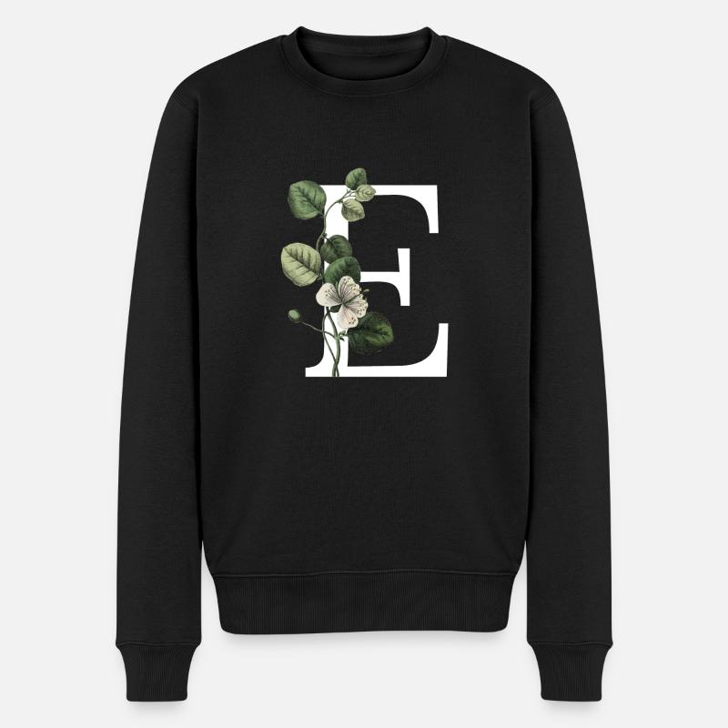 lettre e botanique vert - Pull Premium bio Homme - noir