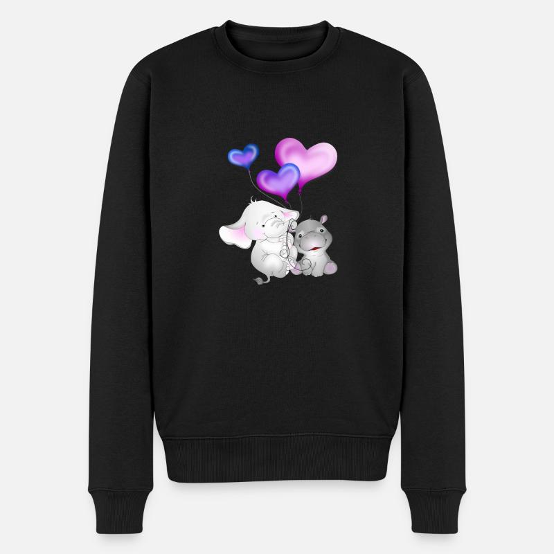 Elefant Luftballon Nilpferd - Männer Premium Bio Pullover - Schwarz