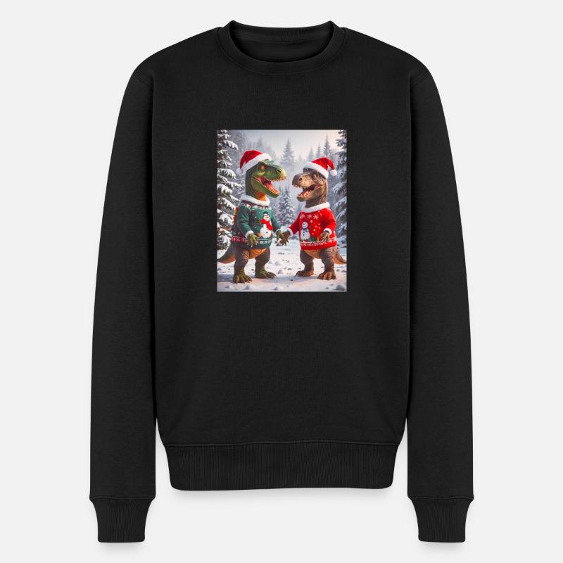 Dinosaurier hässlicher Weihnachtspullover Winter Weihnachten - Männer Premium Bio Pullover - Schwarz