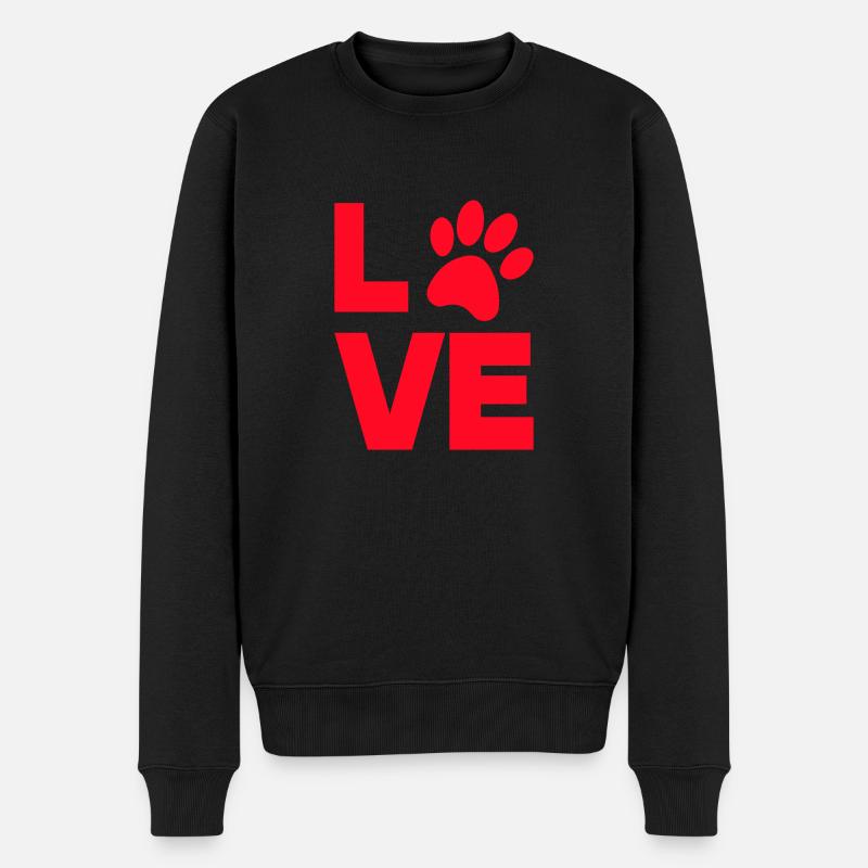 pfote love liebe tier - Männer Premium Bio Pullover - Schwarz
