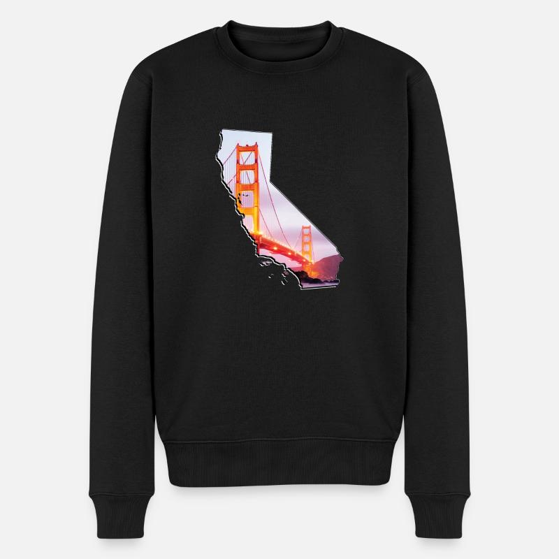 Golden Gate Bridge in der California Landkarte - Männer Premium Bio Pullover - Schwarz