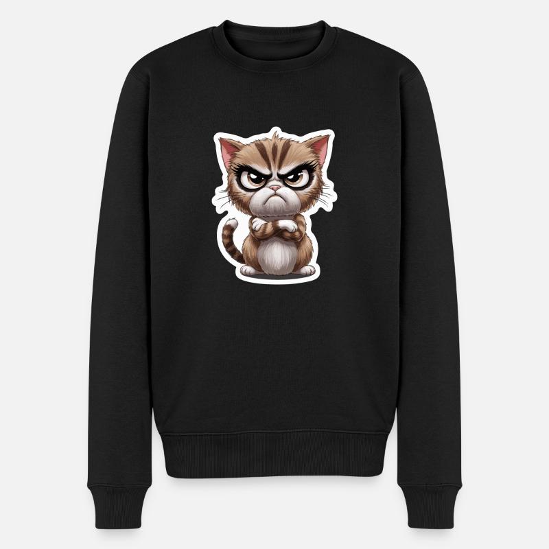 Chat sinistre drôle - motif de dessin animé pour ami animal - Pull Premium bio Homme - noir