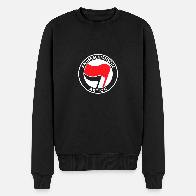 Antifaschistische Aktion - Männer Premium Bio Pullover - Schwarz