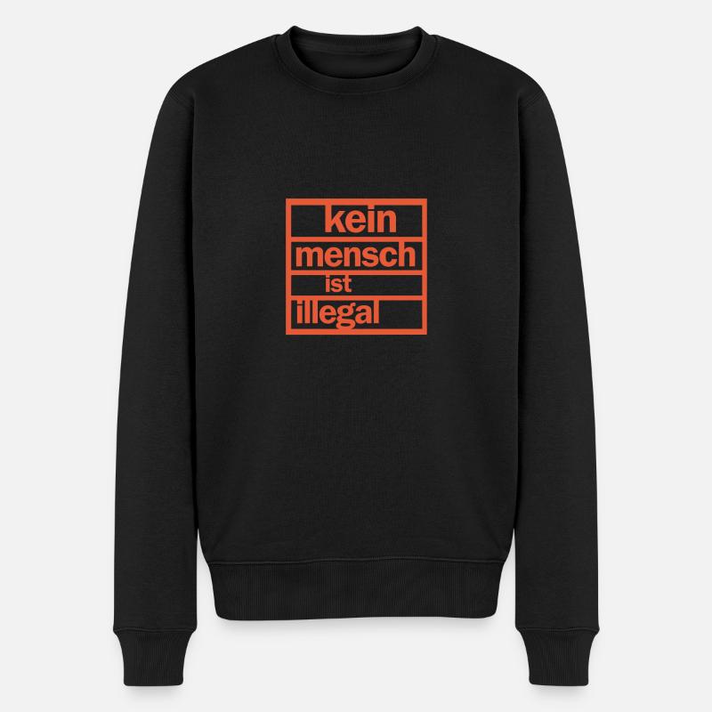 kein mensch ist illegal orange - Männer Premium Bio Pullover - Schwarz