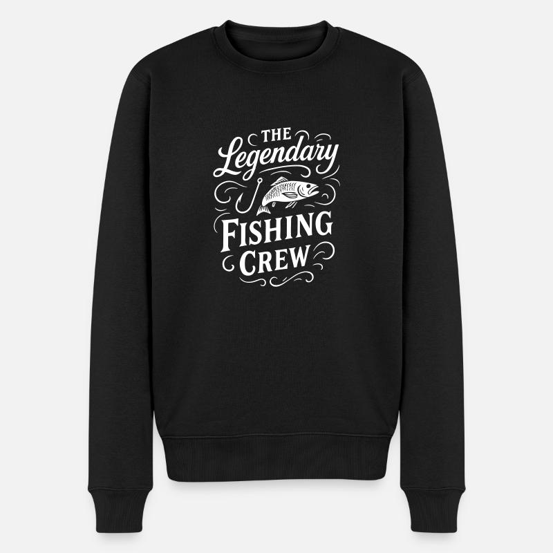 Fishing Crew Spruch - Männer Premium Bio Pullover - Schwarz