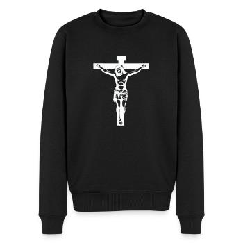 jesus kreuz - Männer Premium Bio Pullover - Schwarz - Vorne - Nico (187cm)