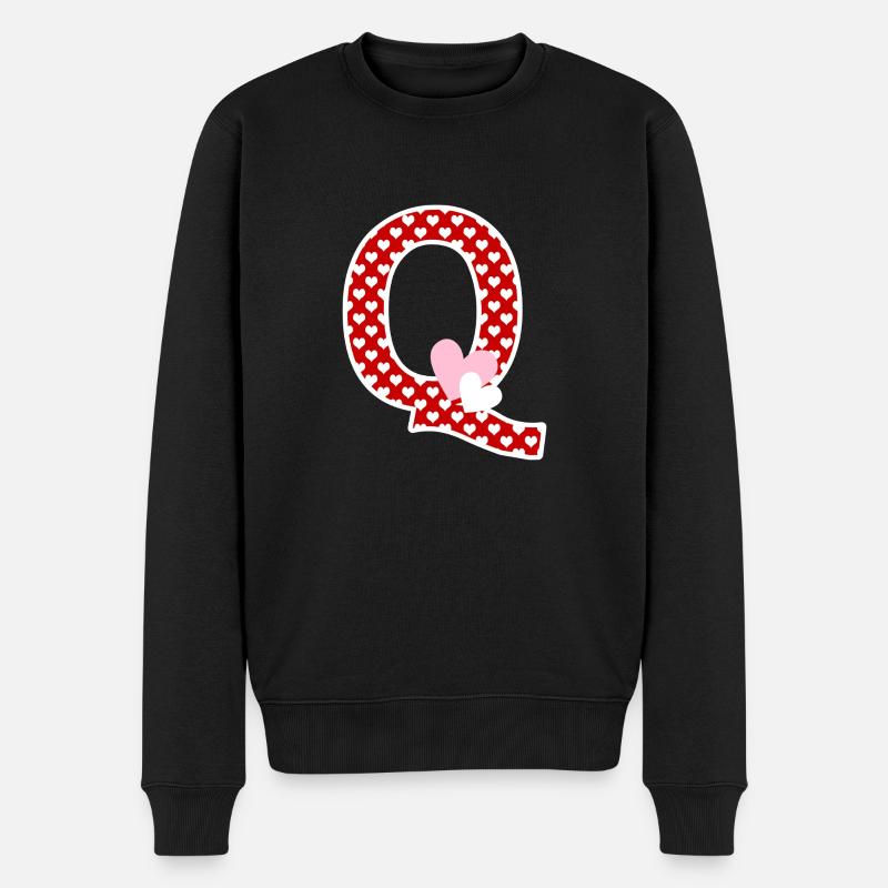 Buchstabe q Herz - Männer Premium Bio Pullover - Schwarz
