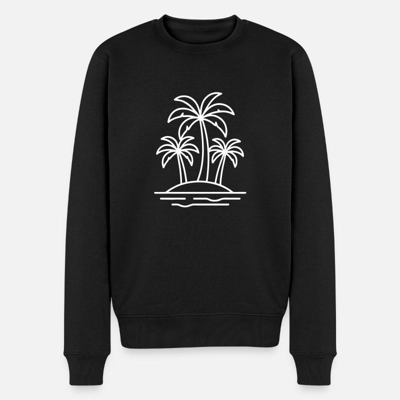 Palmen Insel Urlaub - Männer Premium Bio Pullover - Schwarz