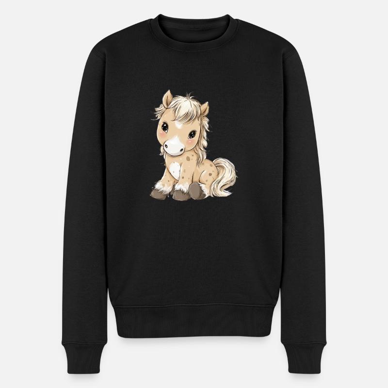 Mignon bébé poney cheval - Pull Premium bio Homme - noir
