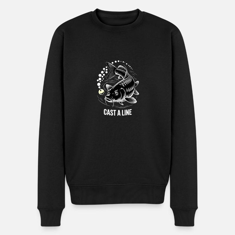 Cast a Line – Vintage Angelshirt für Männer - Männer Premium Bio Pullover - Schwarz
