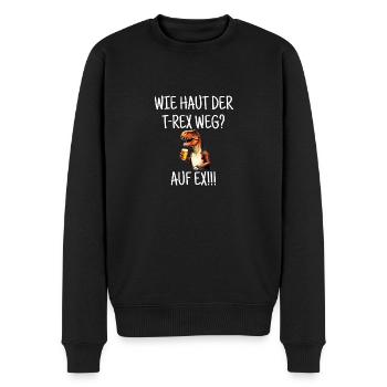 Wie haut der T-Rex Weg? Auf Ex - Männer Premium Bio Pullover - Schwarz - Vorne - Nico (187cm)